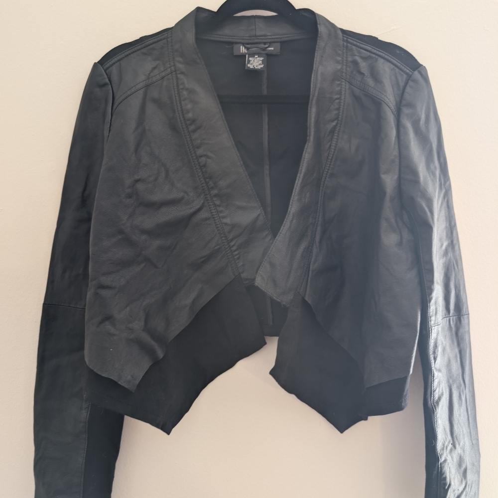 INC International Concepts Black Leather Jacket